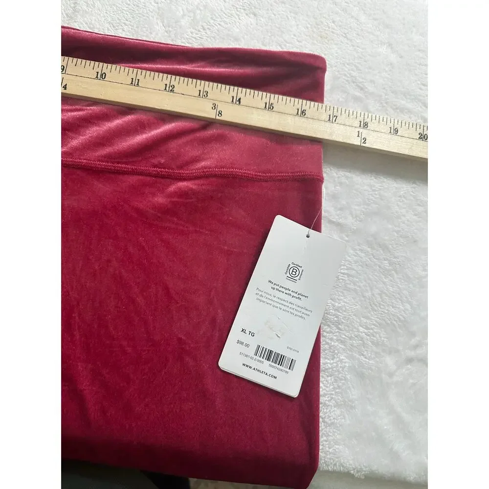 Athleta Elation Velvet Tight Women XL Raspberry NWT High Rise Leggings 511387‎